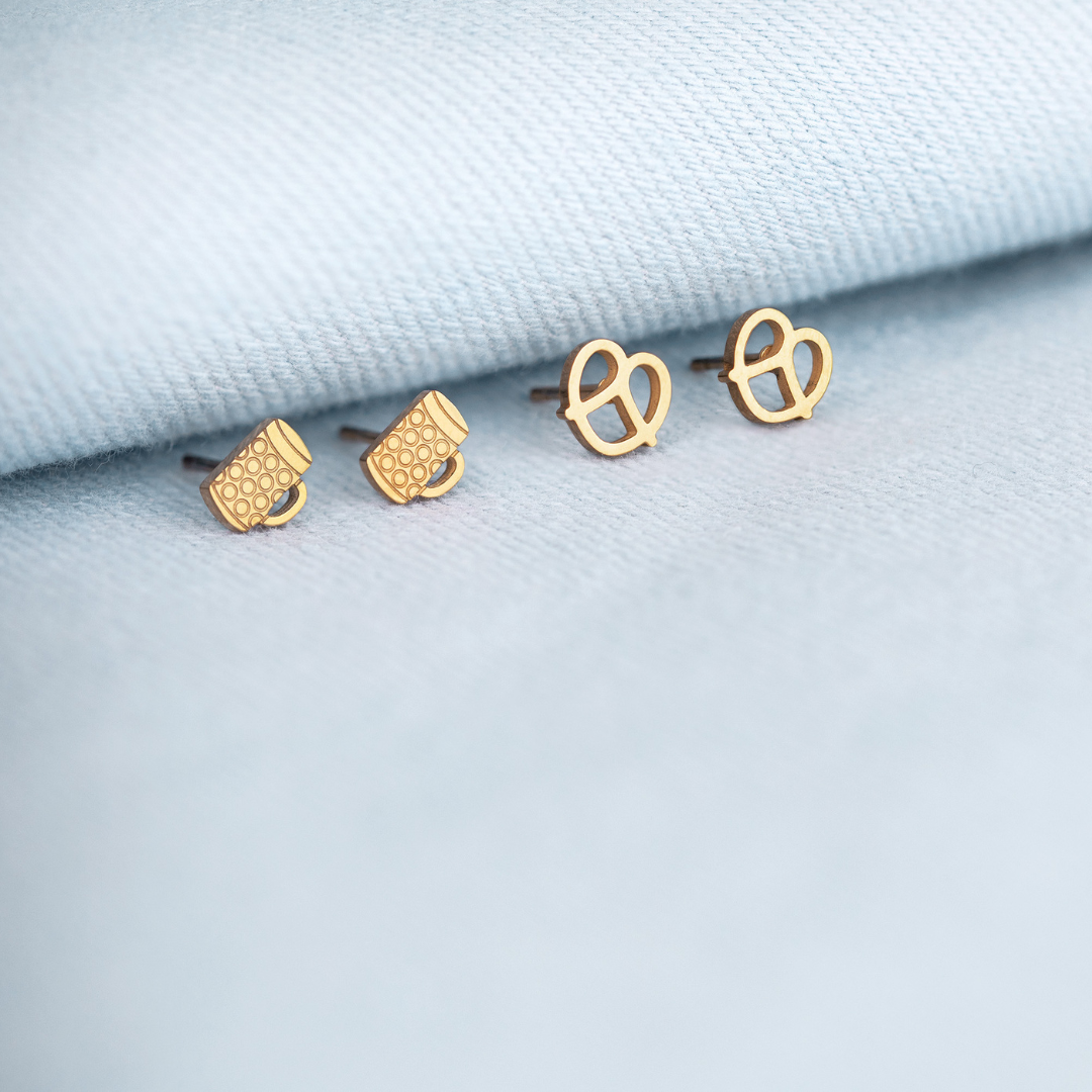 BEER AND PRETZEL Stud Earrings
