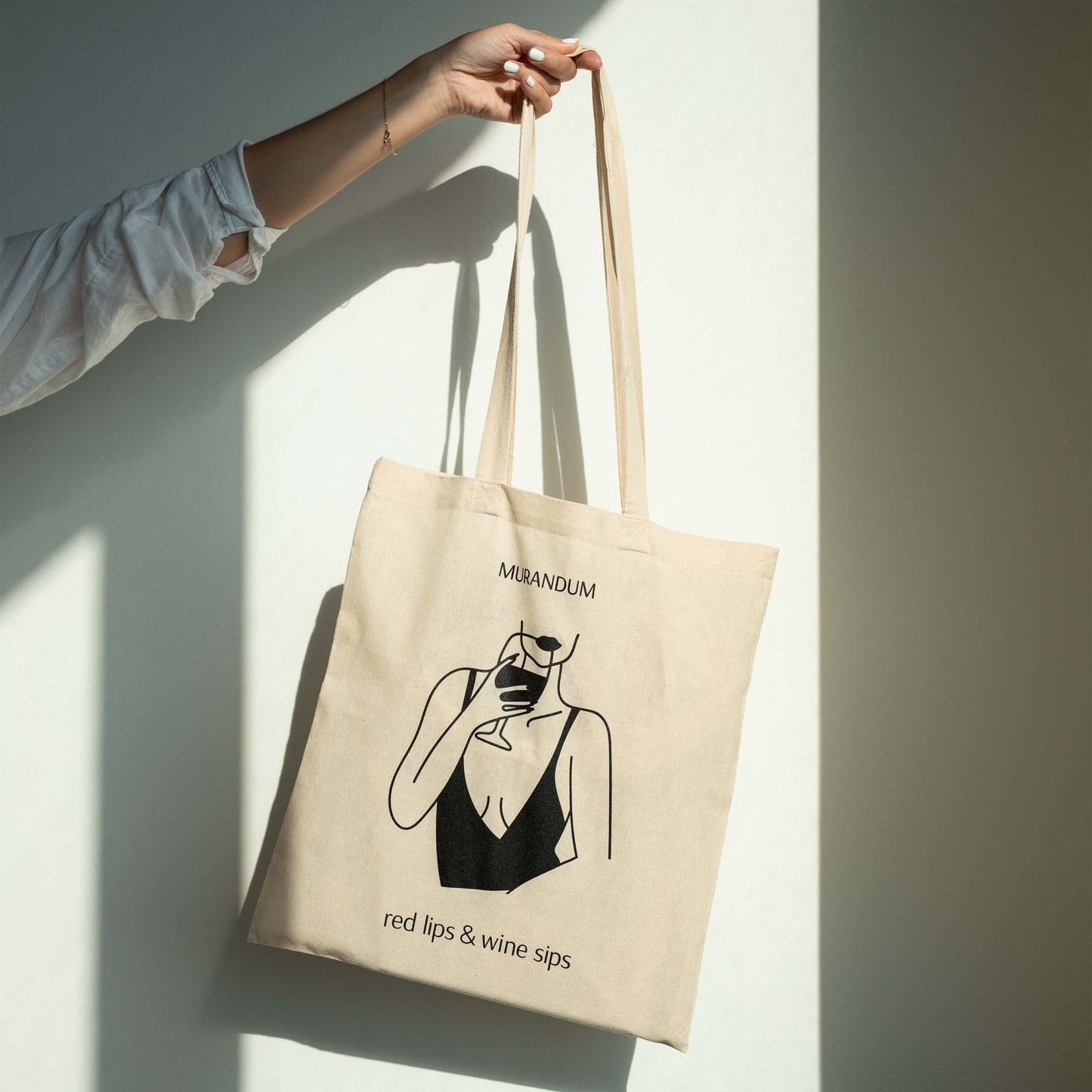 MUR Tote bag Red Lips Wine Sips