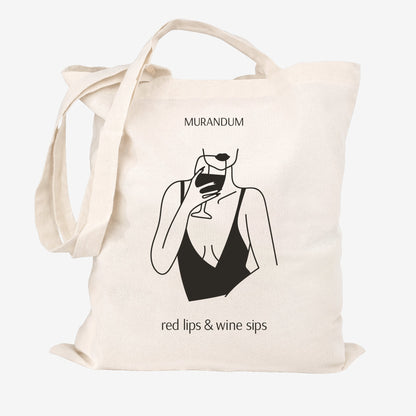 MUR Tote bag Red Lips Wine Sips